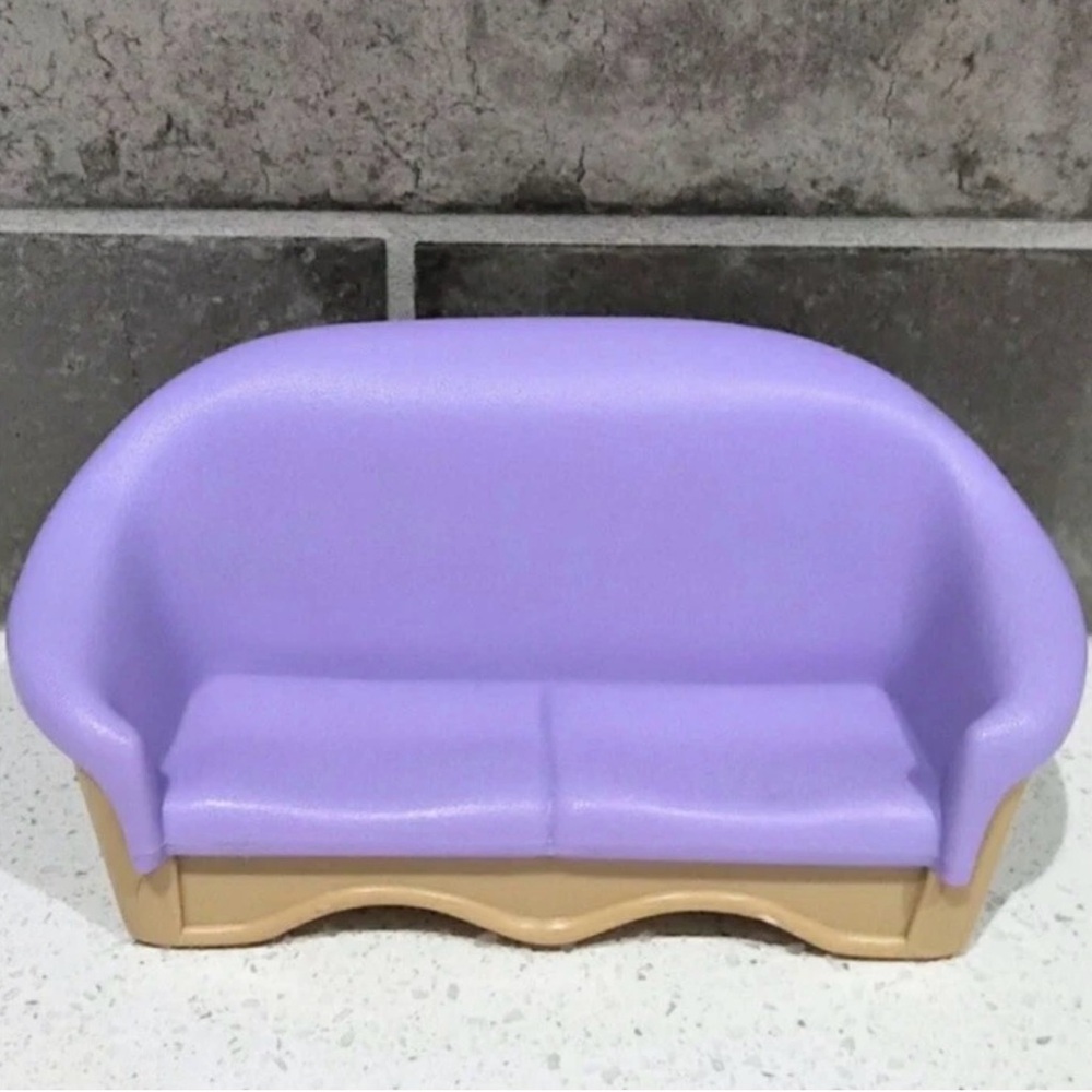 Fisher-Price Loving Family Purple and Tan Dollhouse Sofa/Loveseat